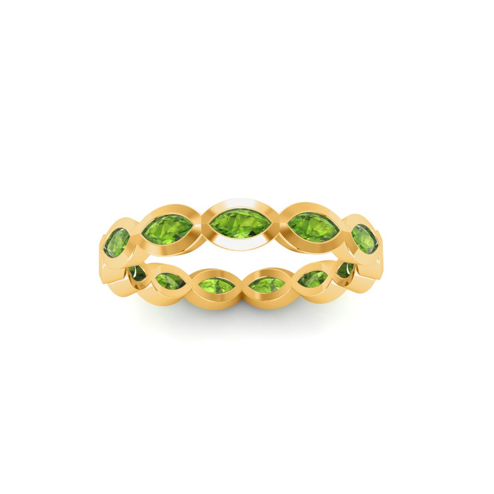 Peridot Marquise Birthstone Bezel Eternity Wedding Ring