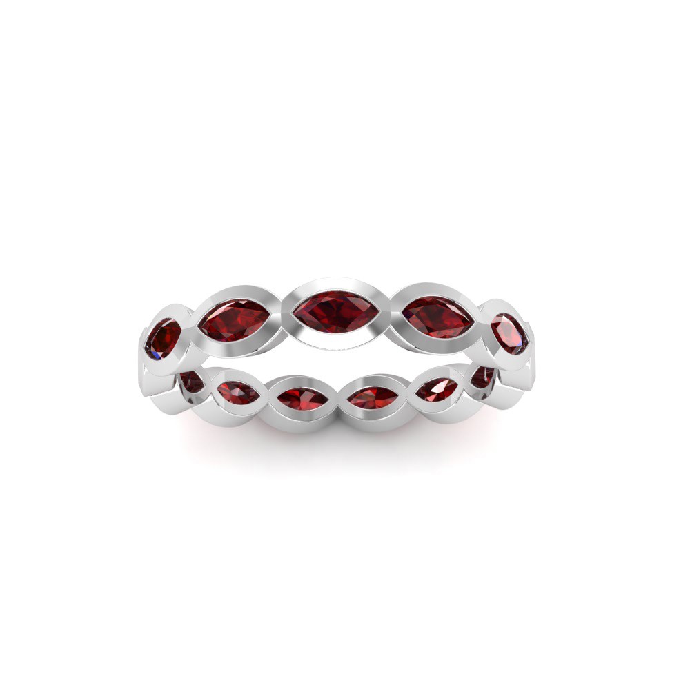 Ruby Marquise Birthstone Bezel Eternity Wedding Ring