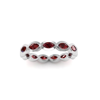 Ruby Marquise Birthstone Bezel Eternity Wedding Ring