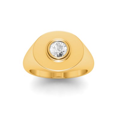 Lab Diamond Round Birthstone Signet Ring