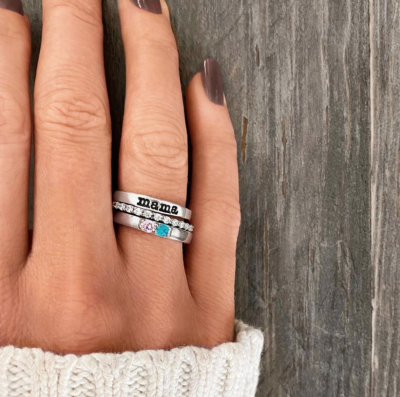 Personalized stackable clearance rings for mom