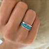 Blue Skies Turquoise Personalized Ring Stack