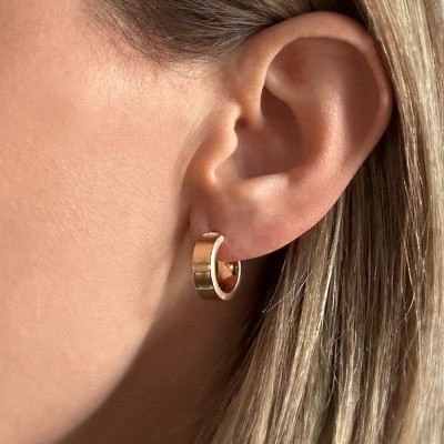 14K Gold Small Flat Hoop Earrings