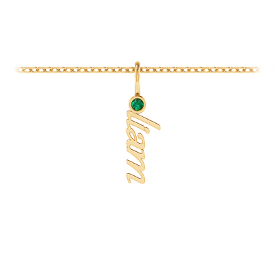 Vertical Birthstone Script Name Necklace