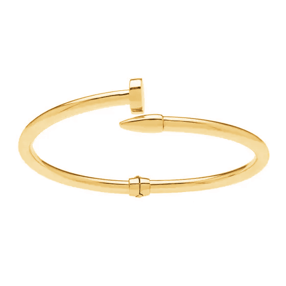 Gold Spike Nail Hinge Bangle Bracelet