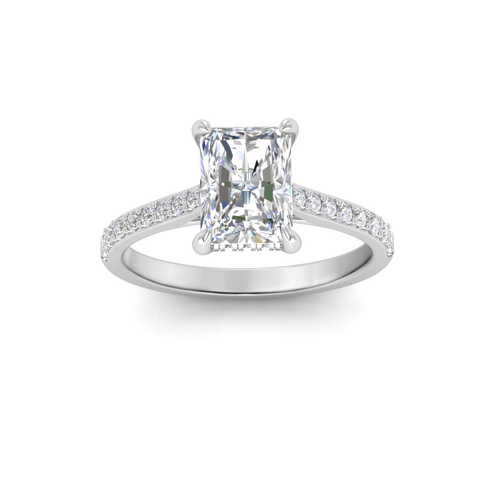 1.5 Ct Radiant Lab Diamond & .30 Ctw Diamond Hidden Halo Timeless Pavé ...