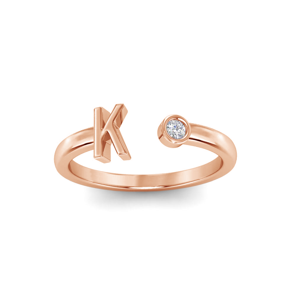 Birthstone Initial Open Ring K