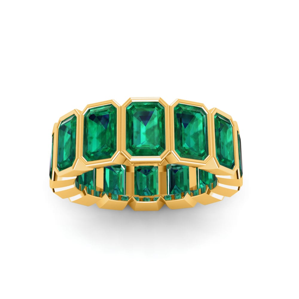 Emerald Birthstone Bezel Eternity Band